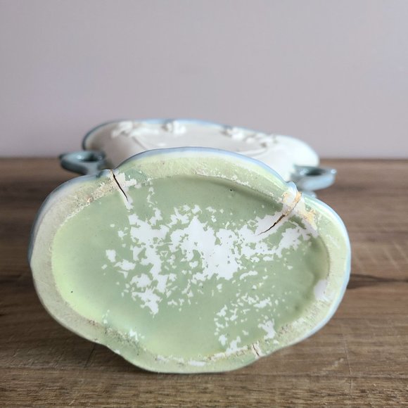 Vintage narrow ceramic vase with 3D exotic bird and handles. - Picture 9 of 10